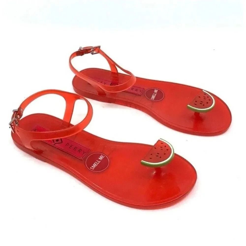 Katy Perry The Geli Watermelon Red Jelly Sandals Size 8